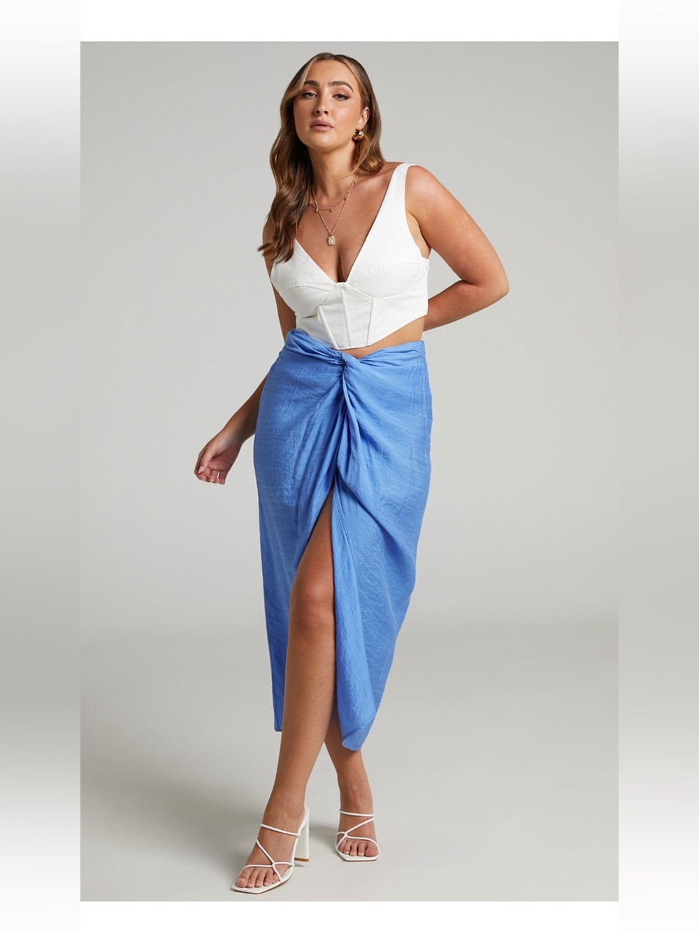 Showpo Twist-Front Midi Skirt